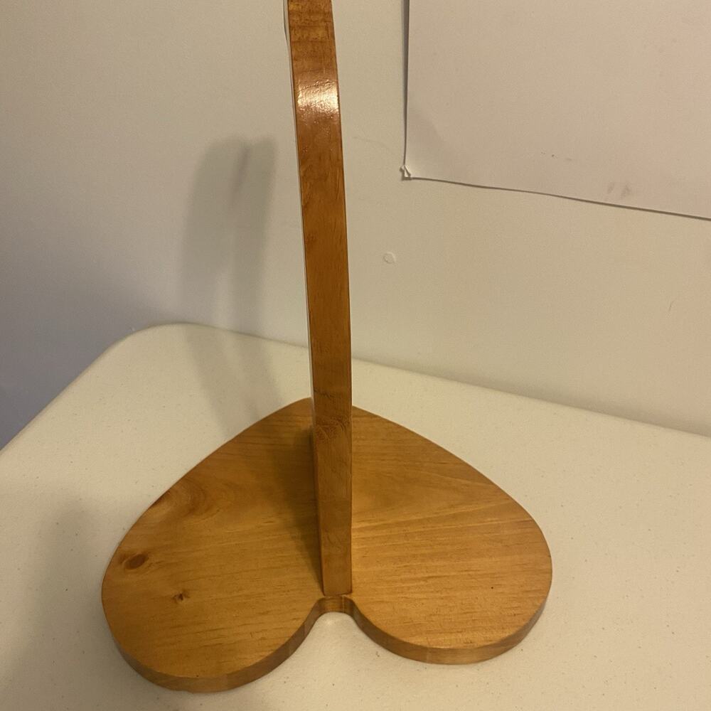 Oak Wood Heart Shaped Decor Base Banana Tree Holder with Hook 15”tall 11” base - Picture 3 of 5